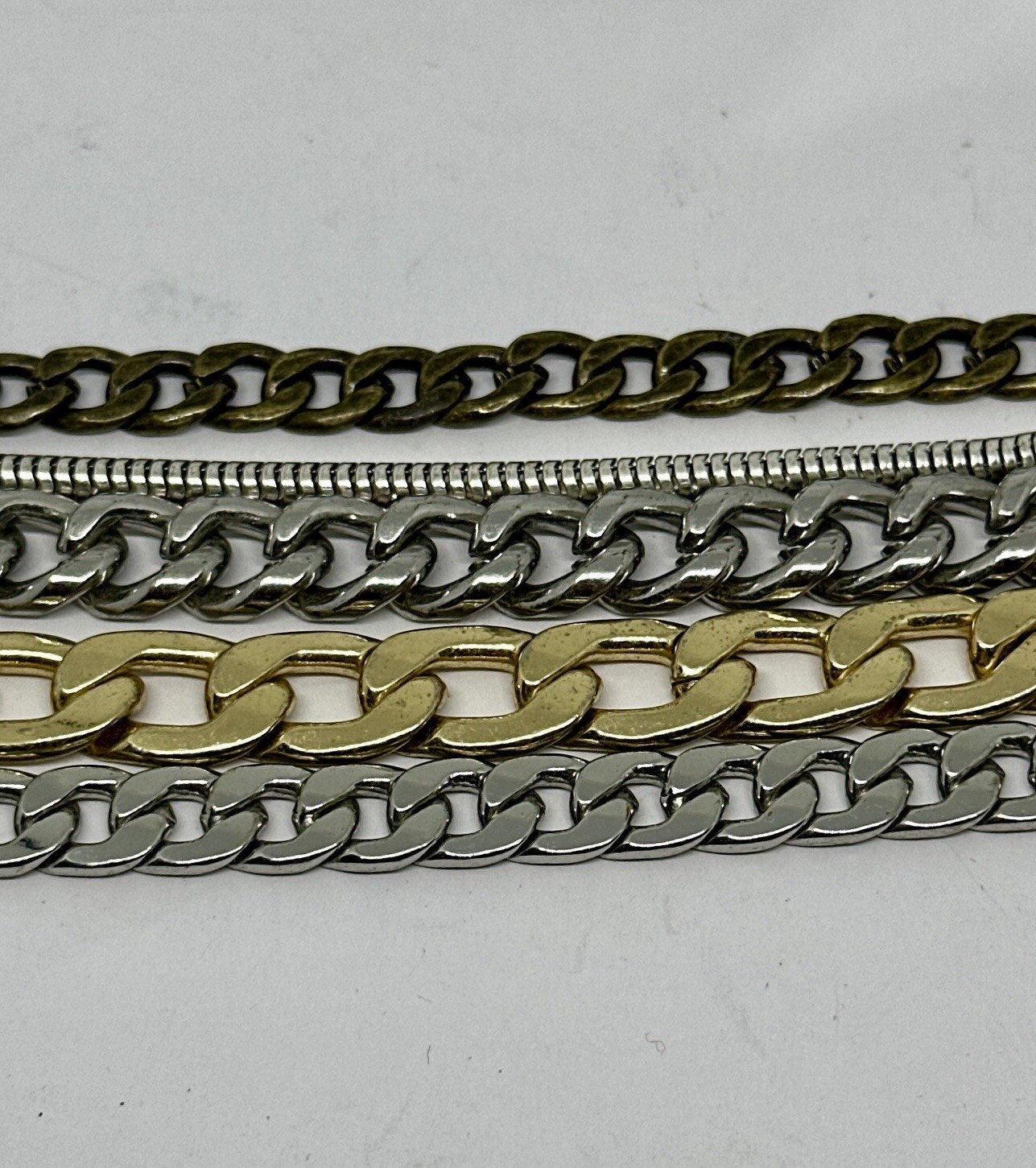 Jenny Bird Multi Tone Metal Multi Chain Bracelet 7 in Sizable Lobster Clasp