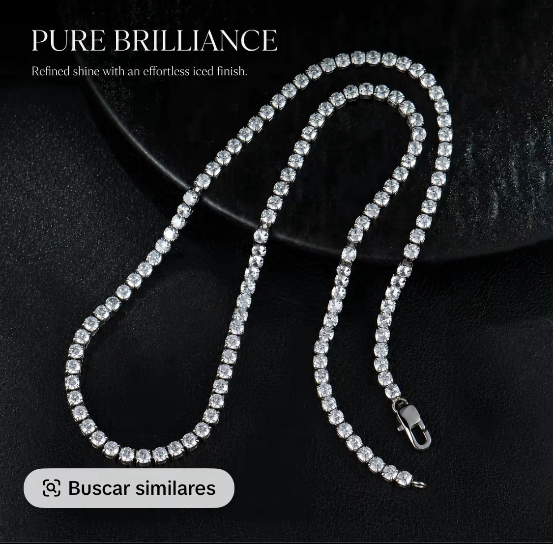 Chain Luxury Sparkling Diamond Necklace 3mm Width, Exquisite C 22inch