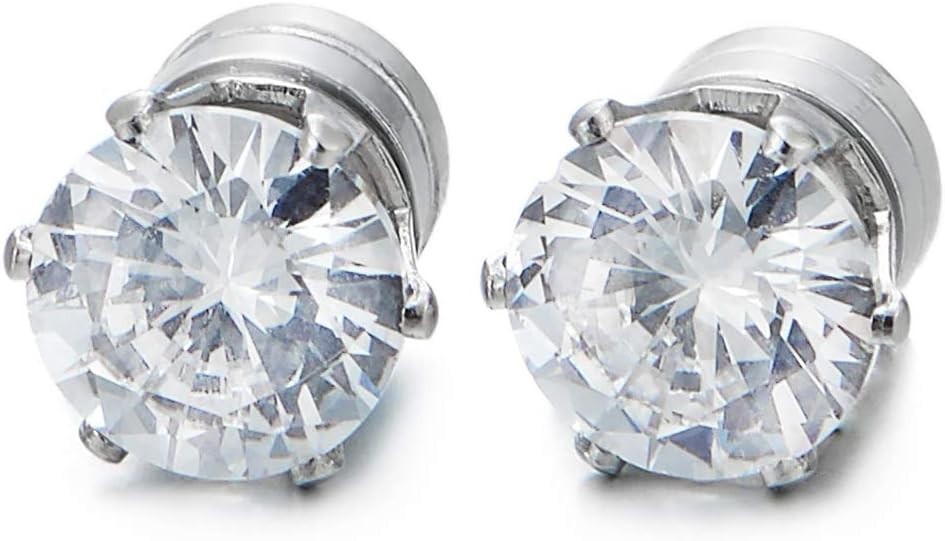 Chic Magnetic 8mm Cubic Zirconia Studs in Silver – Perfect Gift for Any Occasion