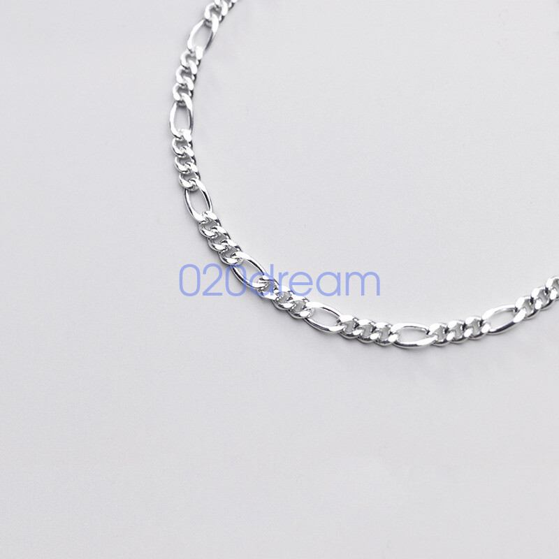 Real 925 Sterling Silver Necklace 1.5-3mm Figaro Chain 7-30″ Lobster Clasp Stamp