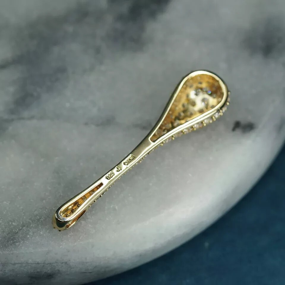 14k Yellow Gold Plated In 2Ct Round Cut Simulated Diamond Stunning Charm Pendant