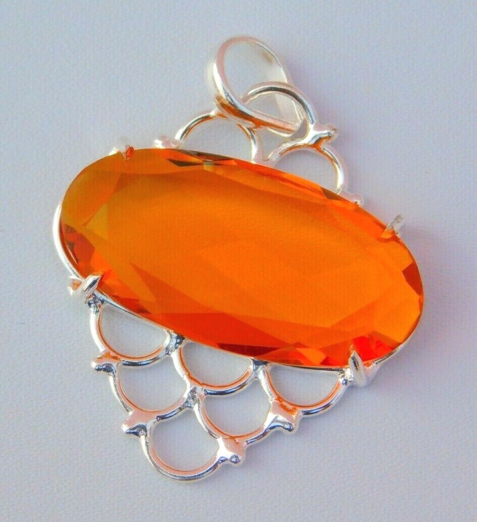 Hydro Citrine Quartz Fashion Pendant Silver Overlay Brass Fashion Oval Pendant