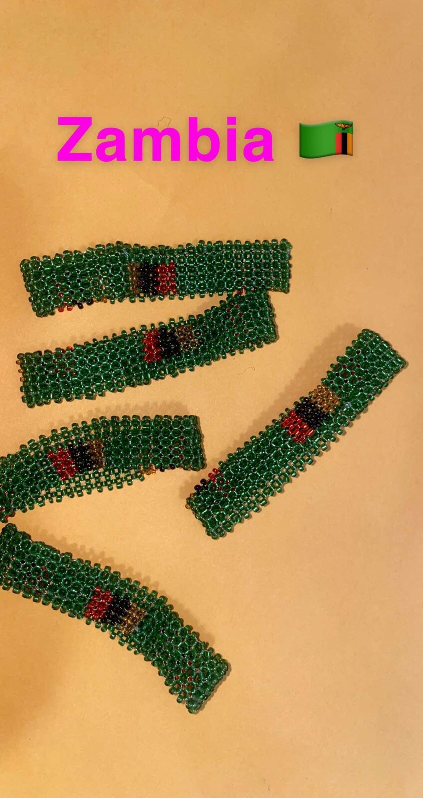 1 PC Zambia Flag Beaded Bracelets