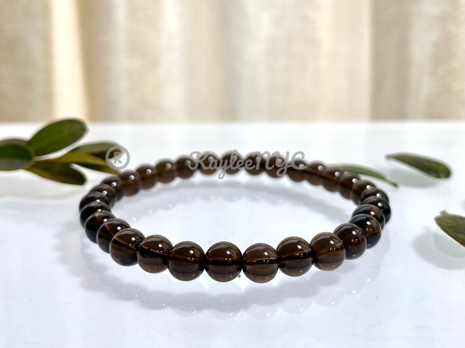 Wholesale Lot 6 Pcs Natural Smoky Quartz 6mm 7.5” Crystal Stretch Bracelet