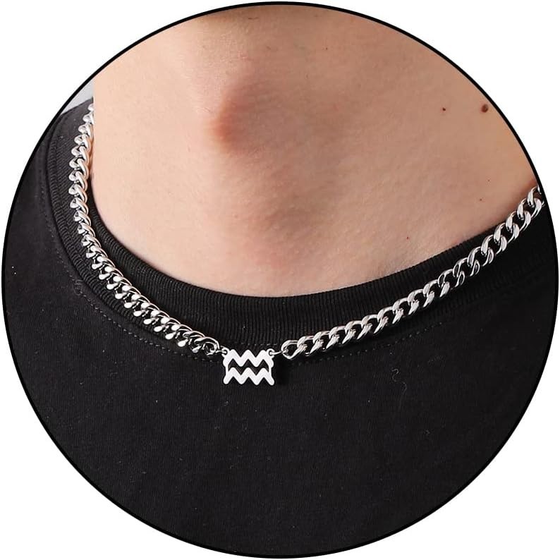 Zodiac Sign Necklace Choker Stainless Steel Constellation Horoscope Astrology