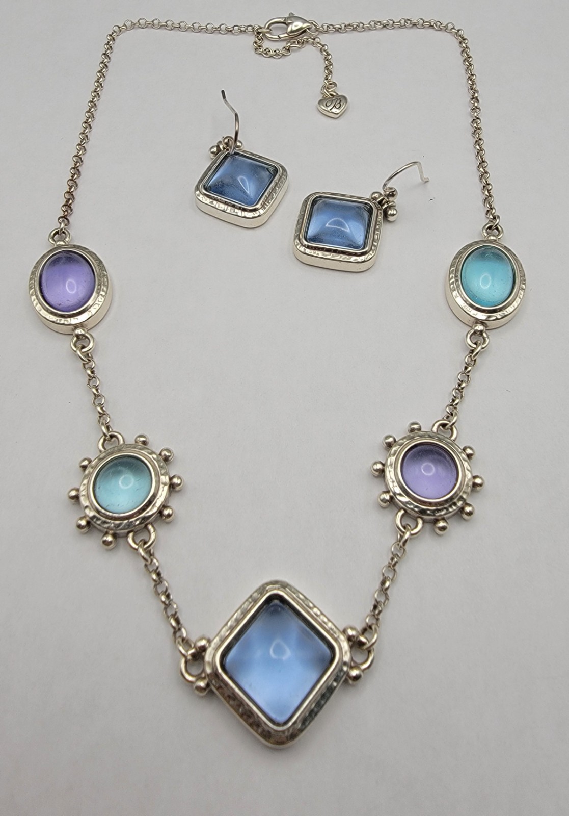 Brighton Jules Short Necklace Hinged Earrings Set Roman Artifacts Design