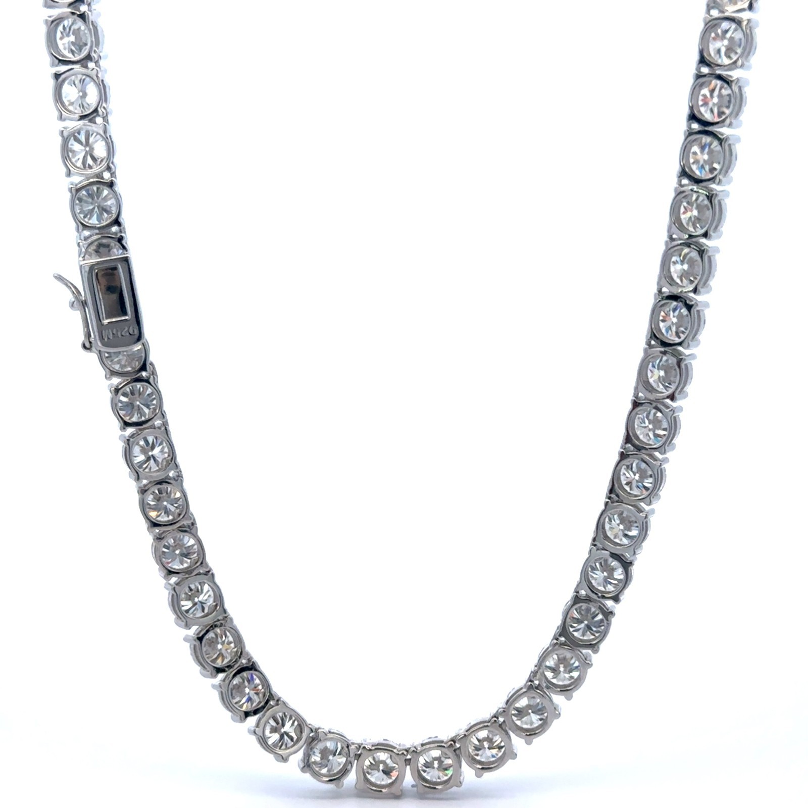 MOISSANITE 925 Sterling Silver Tennis 3mm 18” chain Passes Tester