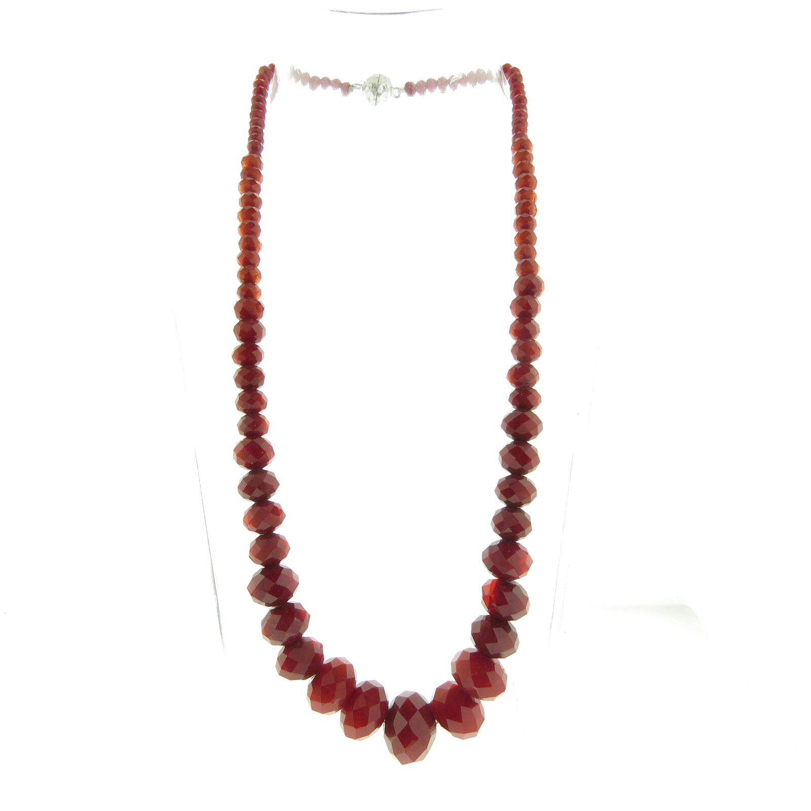 Red Faceted Glass Bead Necklace 5 to 15mm 18 Inch