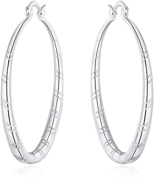 Women Fashion 925 Sterling Solid Silver Ear Earrings Wedding Jewelry (1.58 inch)