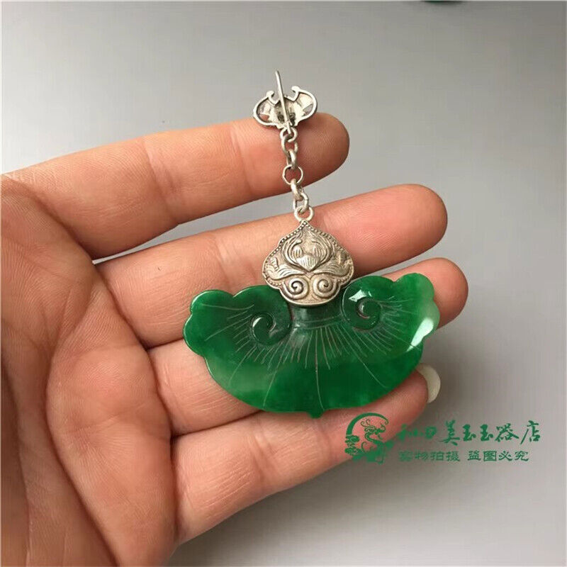 Chinese Antique Tibetan Silver Inlaid Natural Jade Earrings Lucky Jewelry Gifts