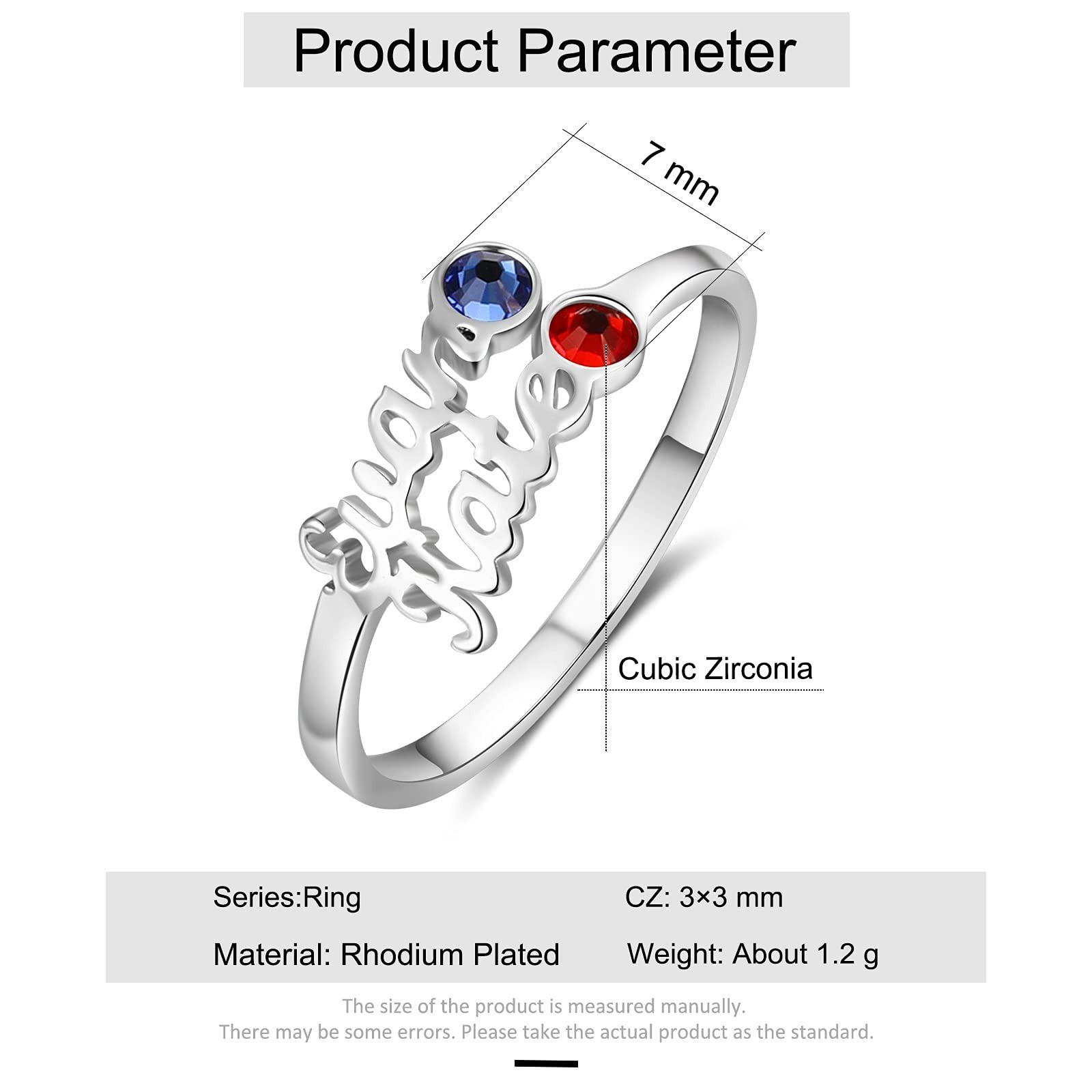 Custom Name Rings for Couples Ring with Birthstones Promise Rings for Women