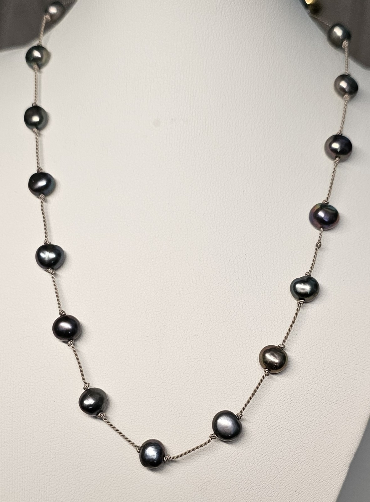 Two Strands Fresh Water Pearl Necklaces Approx 7 mm. 15 1/2″ Black And 16 1/2″