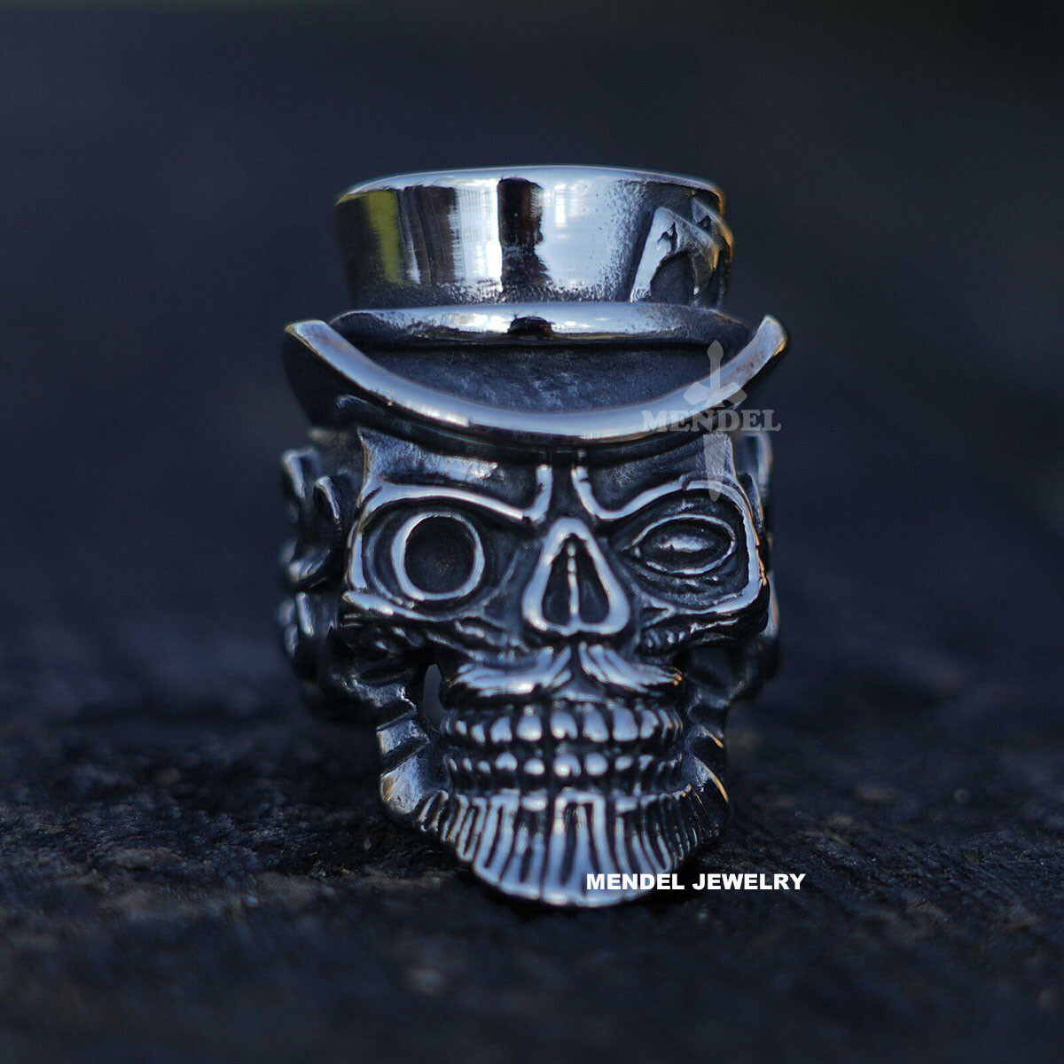 MENDEL Gothic Mens Motorcycle Biker Skull Ring For Men Stainless Steel Size 8-14