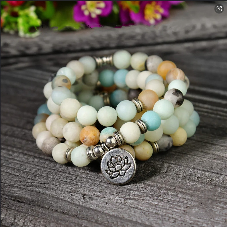 108 Mala Beads Gemstone Prayer Meditation Handmade Healing Bracelet Necklace