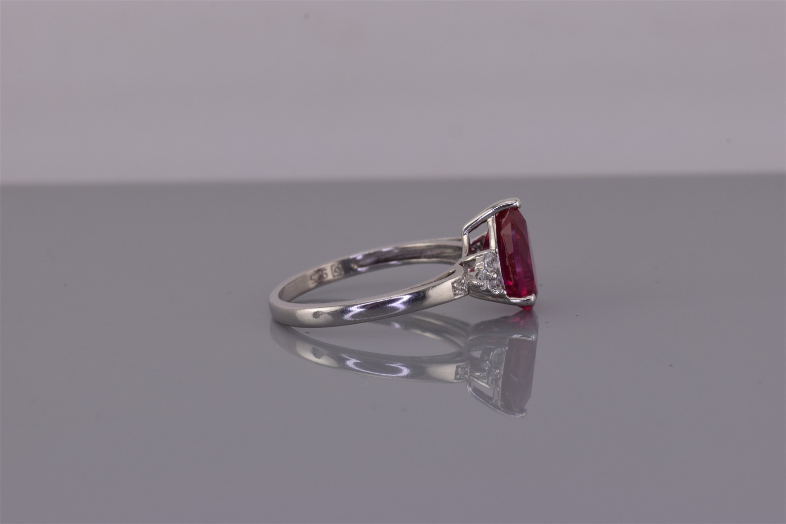 Michelle Albala Sterling Silver White & Pink Pear Sapphire Band Ring 925 Sz: 7