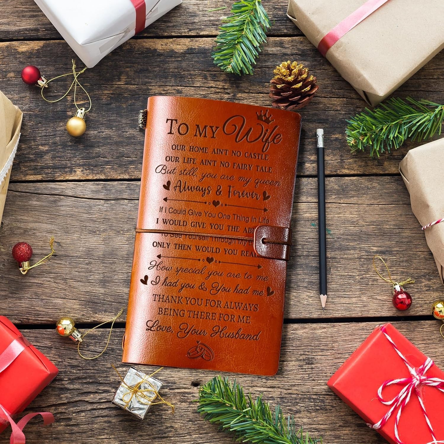 Personalized Beige Leather Journal – Thoughtful Gifts for Wives on Any Occasion