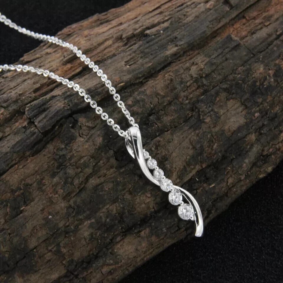 Round Cut Simulated Diamond Women’s Charm Pendant 14k White Gold Plated