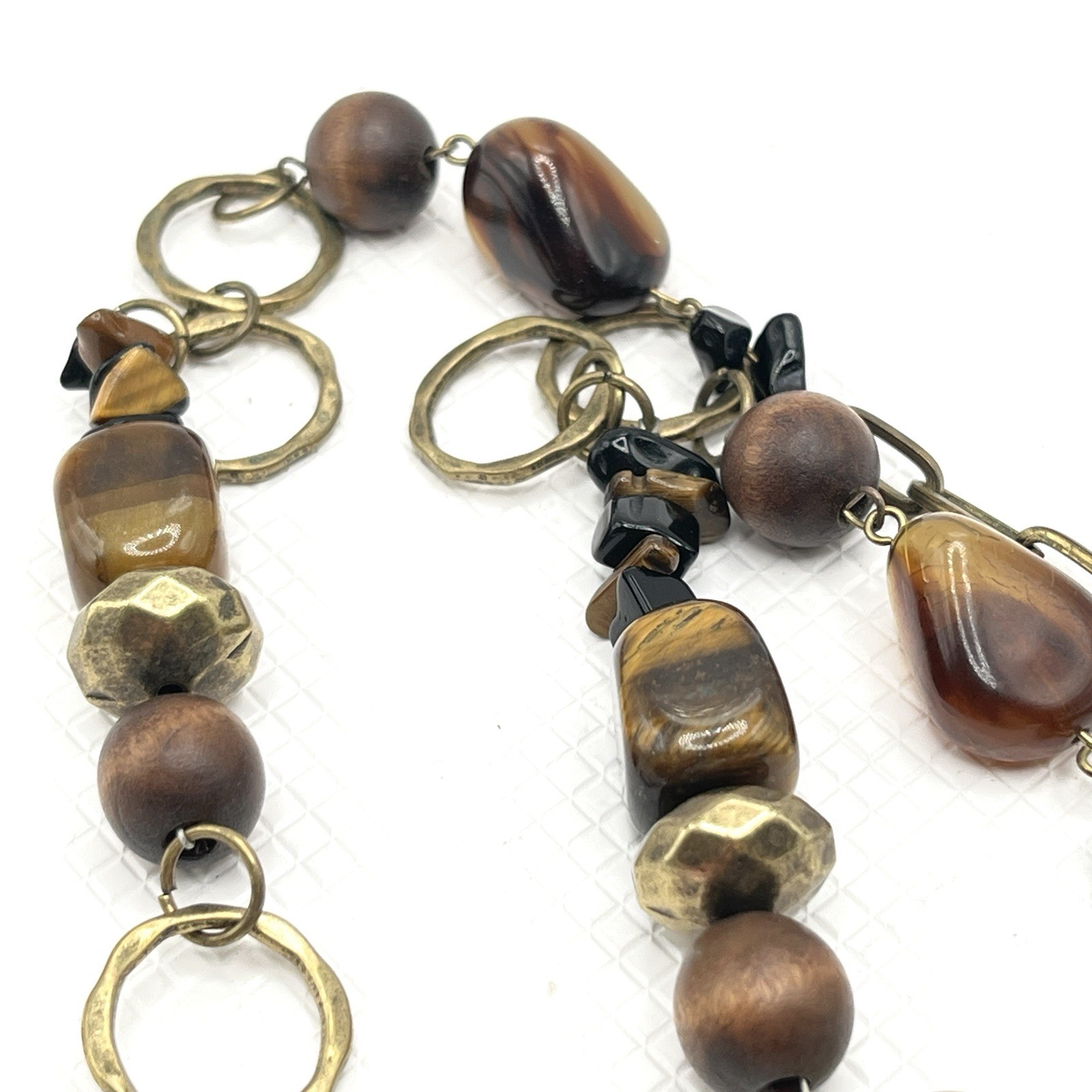 You & I Gold Tone & Mixed Materials Brown Bead Tiger Eye 28” Necklace