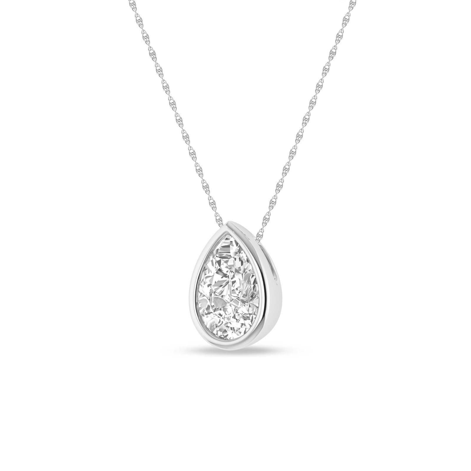 Pear Shape Diamond Pendant Necklace Solitaire 0.50–2 Ct White Yellow Rose Gold