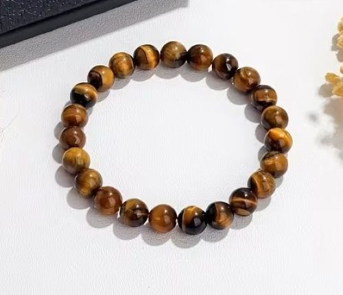 A Handmade Bracelet Tiger Eye Stones about 7-8 inch Stretchable