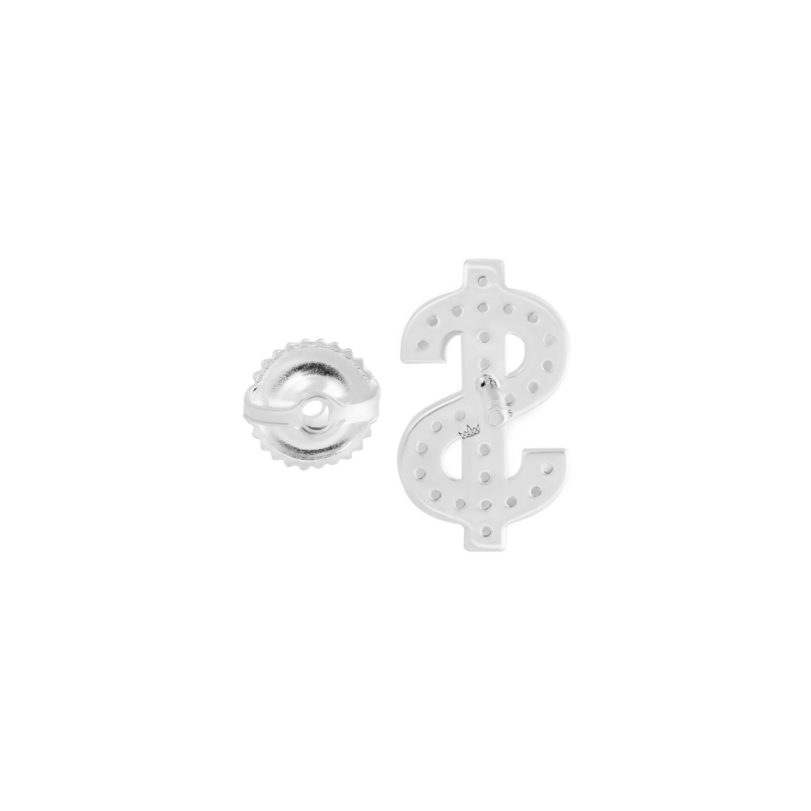 Real 925 Sterling Silver Dollar Sign Earrings for Men, Women Money Shape CZ
