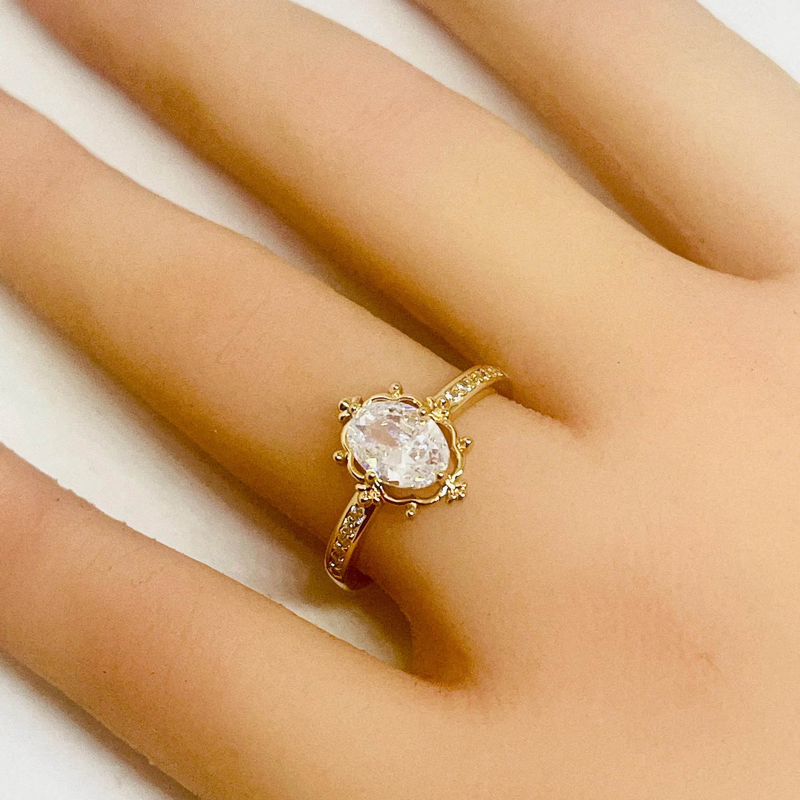 5 Ct Oval Cut Simulated Diamond Engagement Band Ring 14k Yellow Gold Plated