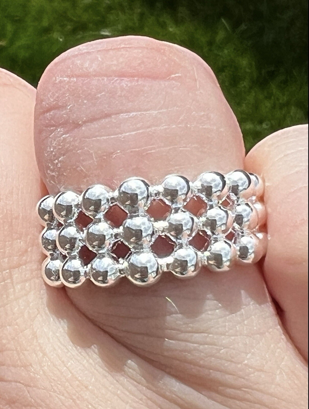 3 Tier Bubble Ball Ring Open Size No Silver Stamp? Selling As Costume Jewellery!
