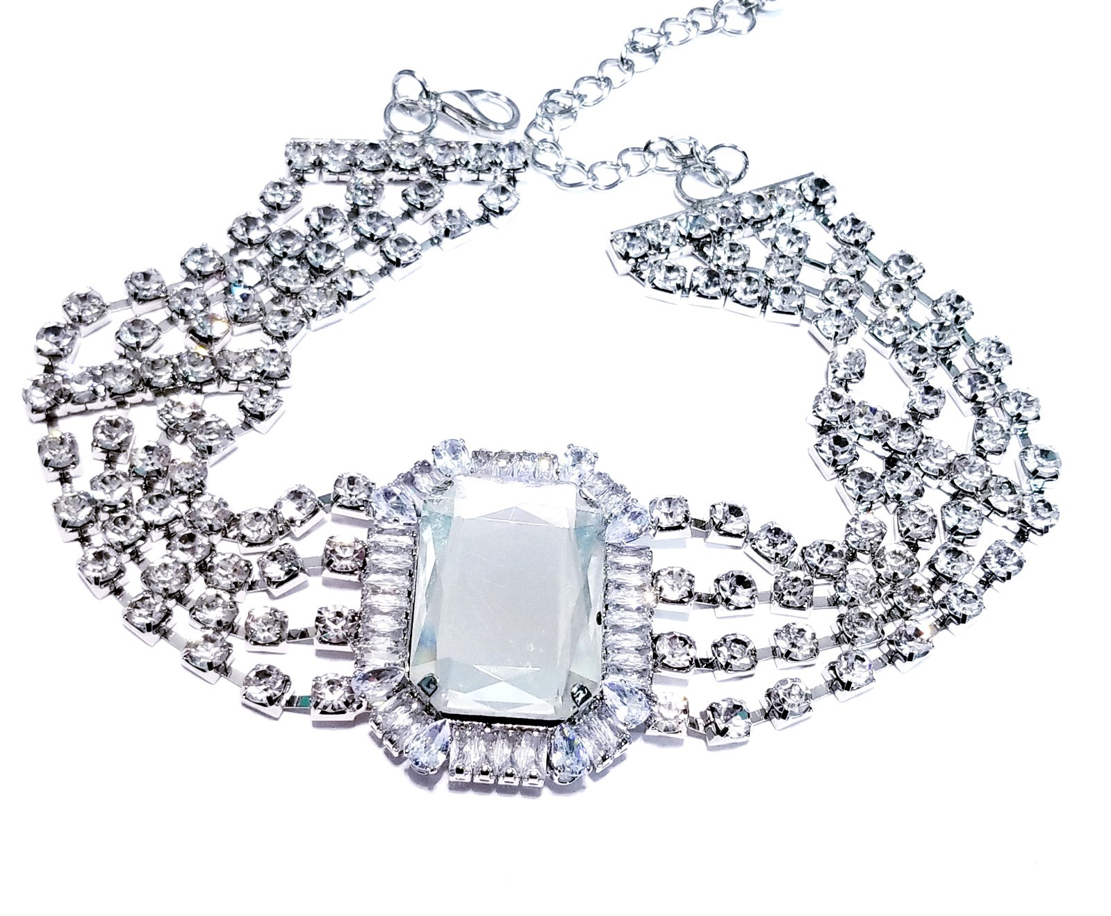 Clear Crystal Choker Rhinestone Crystal Necklace Bridal Prom Pageant Jewelry