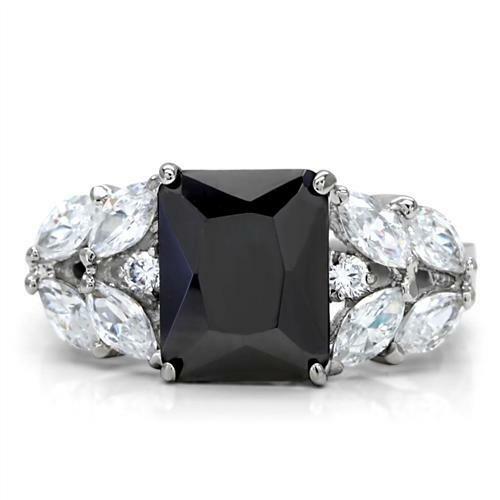 TK182 – High polished (no plating) Stainless Steel Ring with AAA Grade CZ in