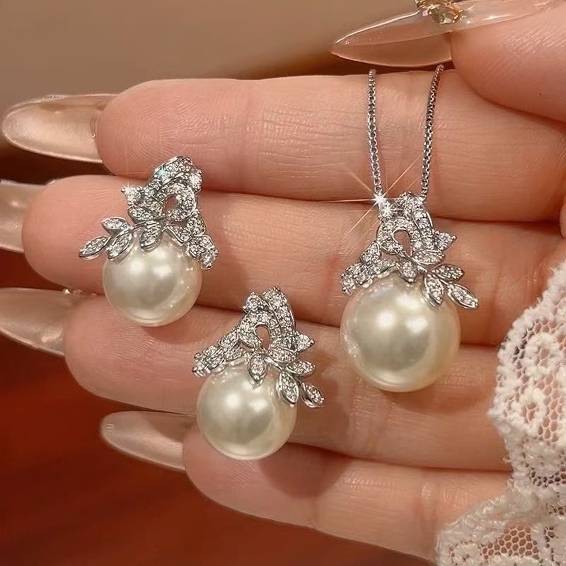 Wedding Bridal CZ Jewelry Set Zirconia Necklace Earrings Set