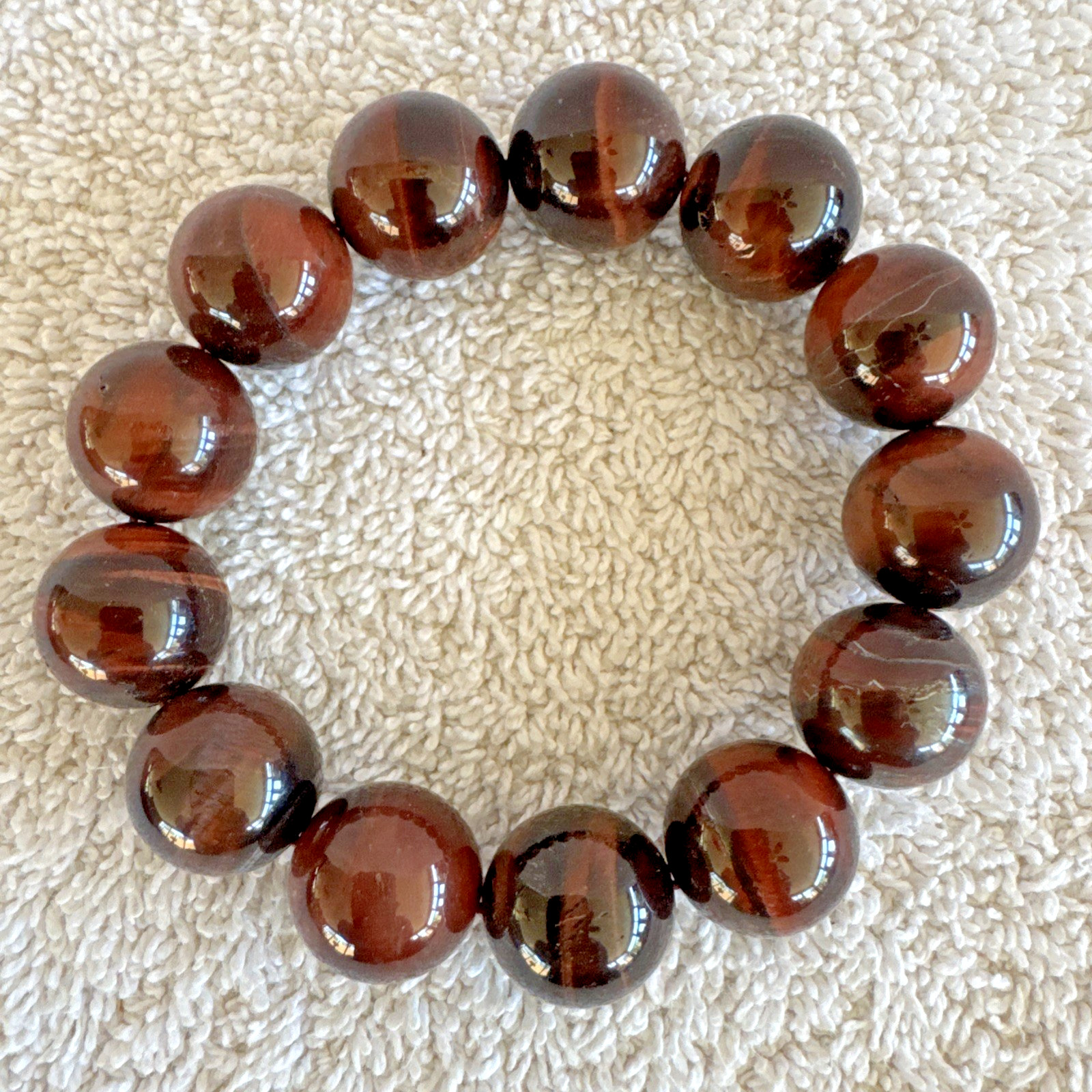 Multicolor Dragon Pattern Agate Bracelet Round Bead Fashion 12mm Elasticity 7.5″