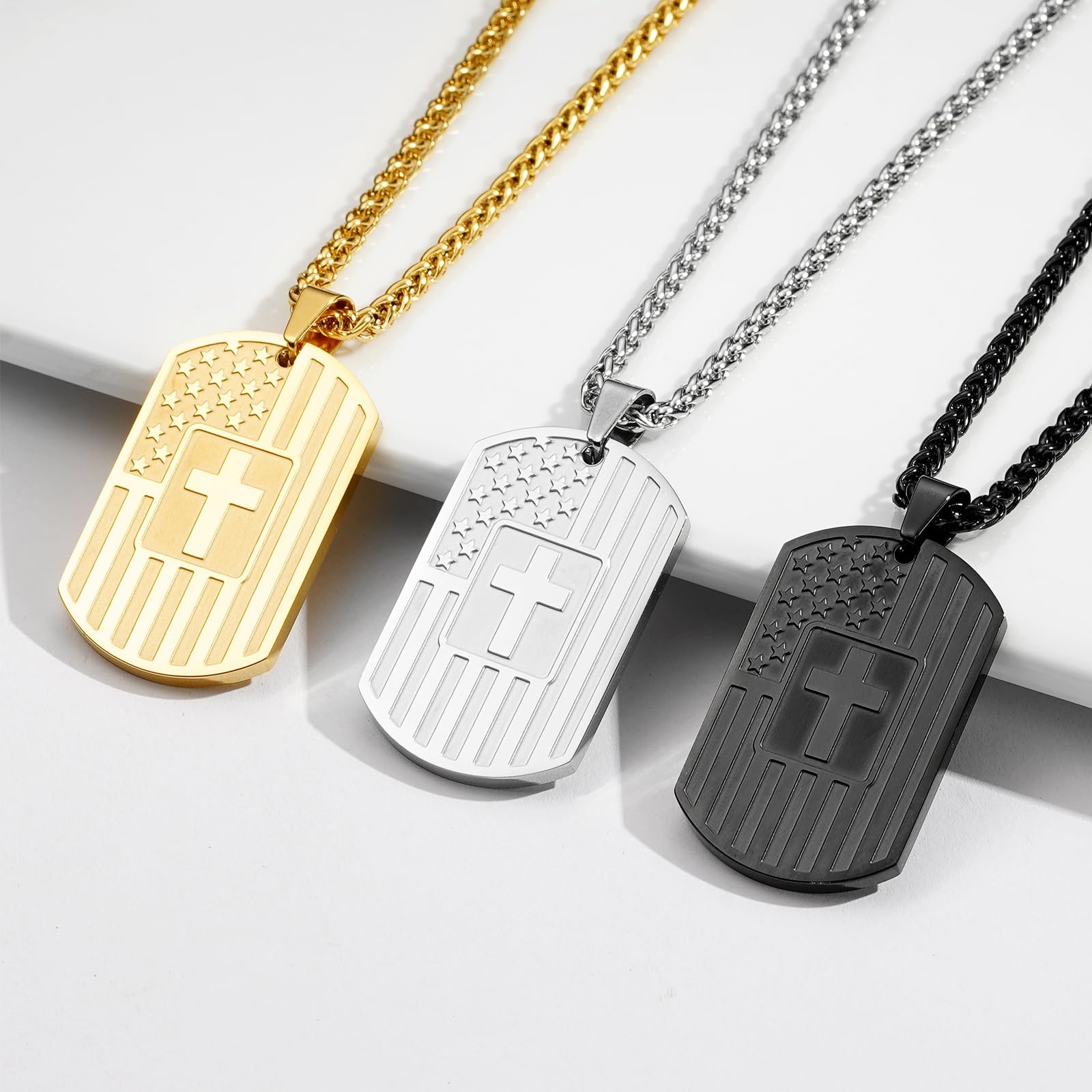 To My Son Dog Tag Cross Necklace from Mom for Birthday Graduation Gift