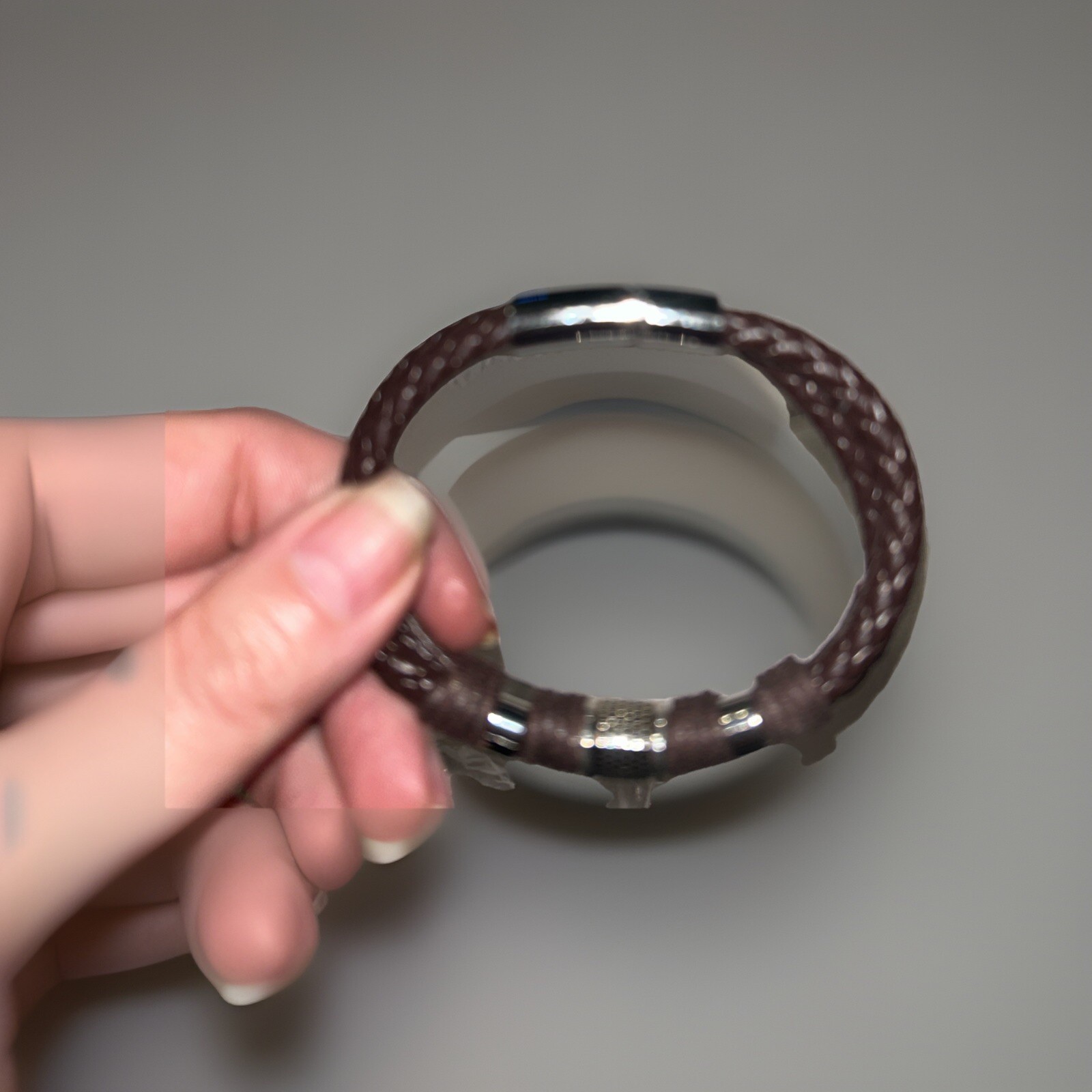Brown Leather And Stainless Steel Braided Bracelet Men Casual Trending NIP Gift