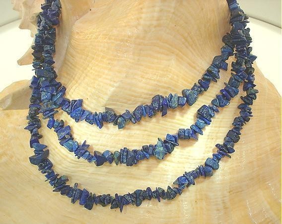 4.5mm Single Strand Polished Rough Cut Lapis Lazuli Rope Necklace 36″