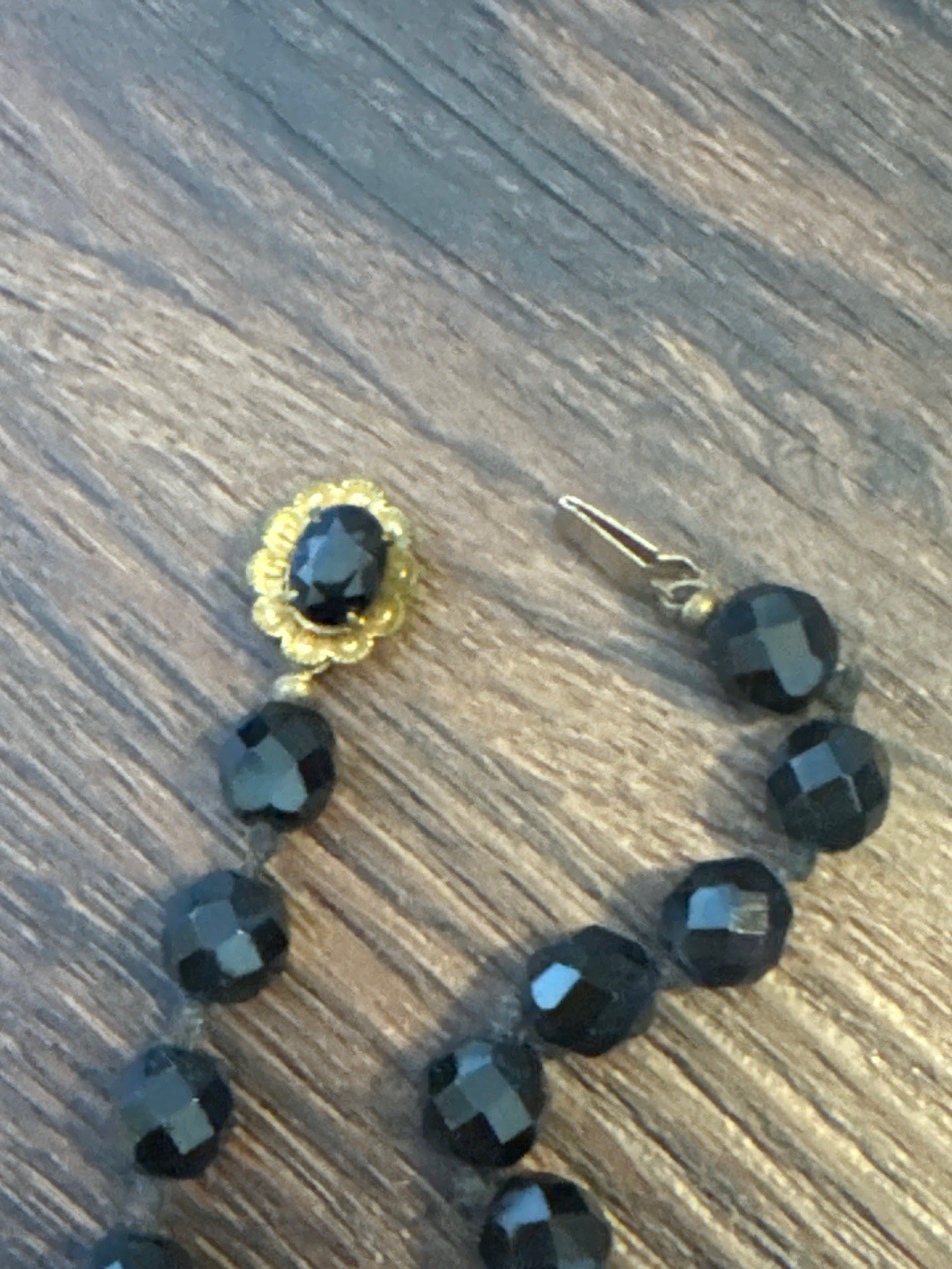 VTG 1920s Art Deco Black Glass Flapper Necklace 60inch Knotted Rope Strand MCM⁠