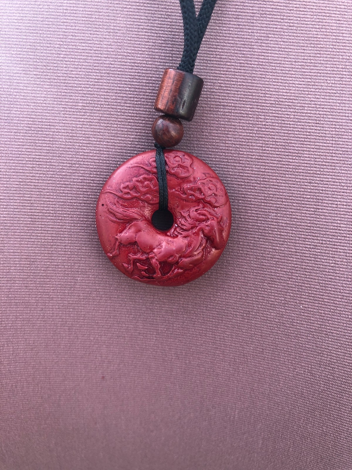 Year Of The Fire Horse 2026 Chinese Zodiac Cinnabar Pendant Necklace