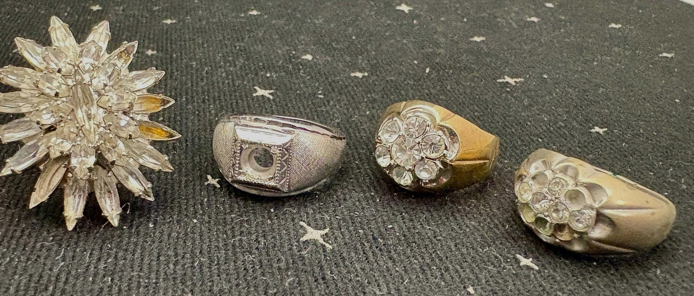 Vintage Cluster Rings Lot Of 5 Various Sizes 7-12 Missing Stones 1 18KT HGE ESPO