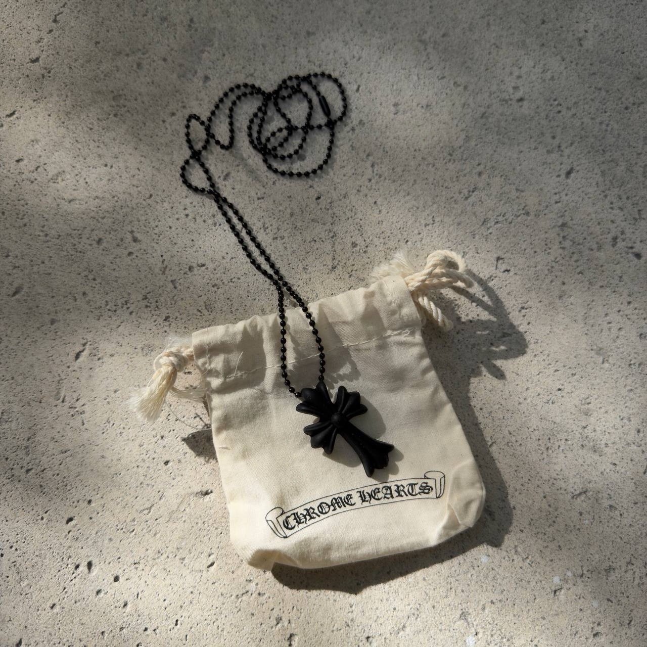 Used – Good Condition Chrome Hearts Black Rubber Necklace 100% Authentic.