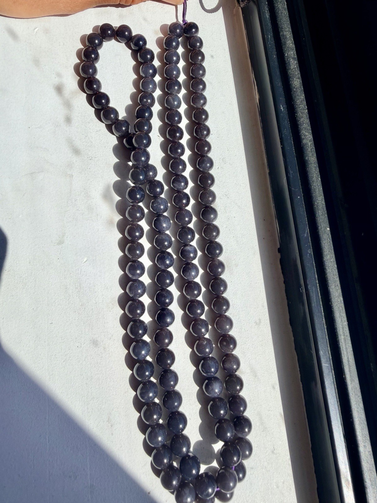 Nephrite Hetian jade necklace 8m Emperor Purple 34inch Long Rich Silky 帝王紫