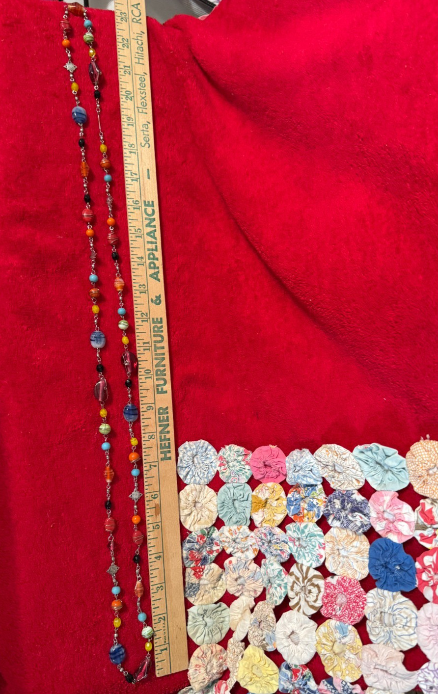 Multicolor Glass Beads and Silvertone Metal Between The Beads Very Long Necklace
