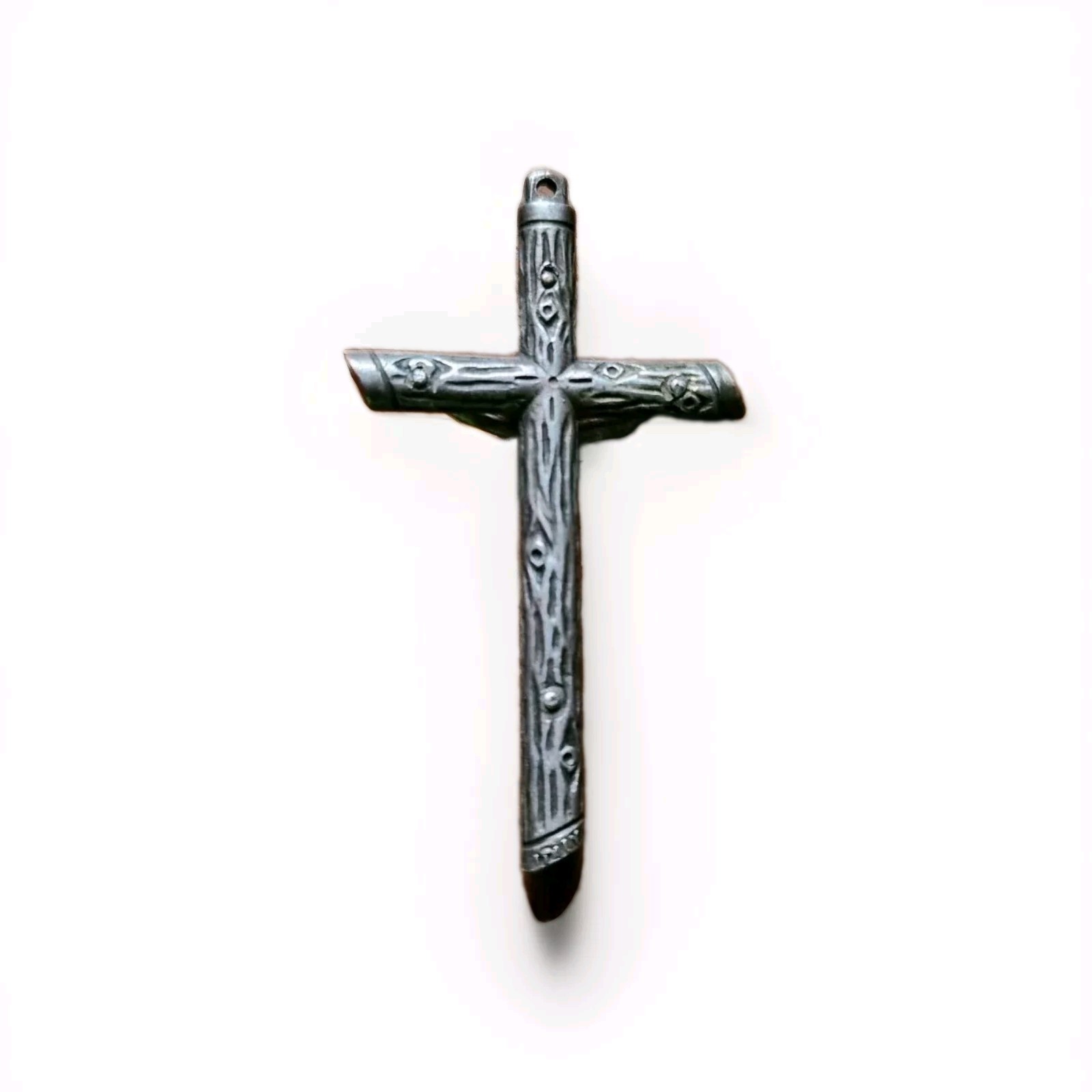 Crucifix Cross Pendant Metal Rosary Pendant 2.25″ Necklace ITALIAN