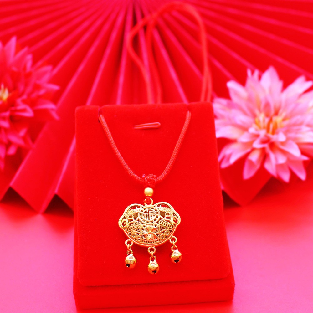 22K 23K 24K Thai Baht Yellow Gold Long Life Lock Pendant