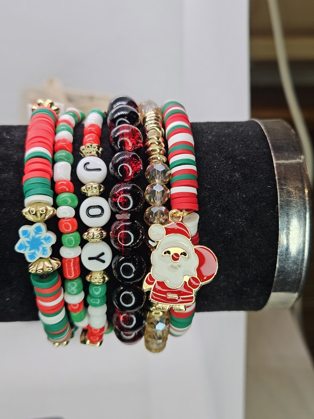 Joyful Christmas Colored Set Of 6 Bracelets Bundled For Xmas Gifts