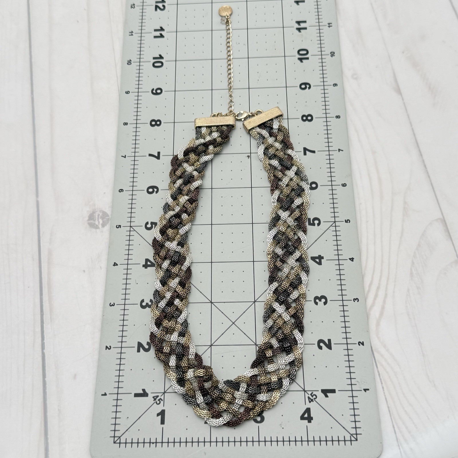 Dana Buchman Braided Mesh Chain Statement Necklace Gold Silver Black Tone