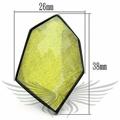 Apple Yellow Synthetic Stone Black Ion Plated Ip Fashion Ring Vl001