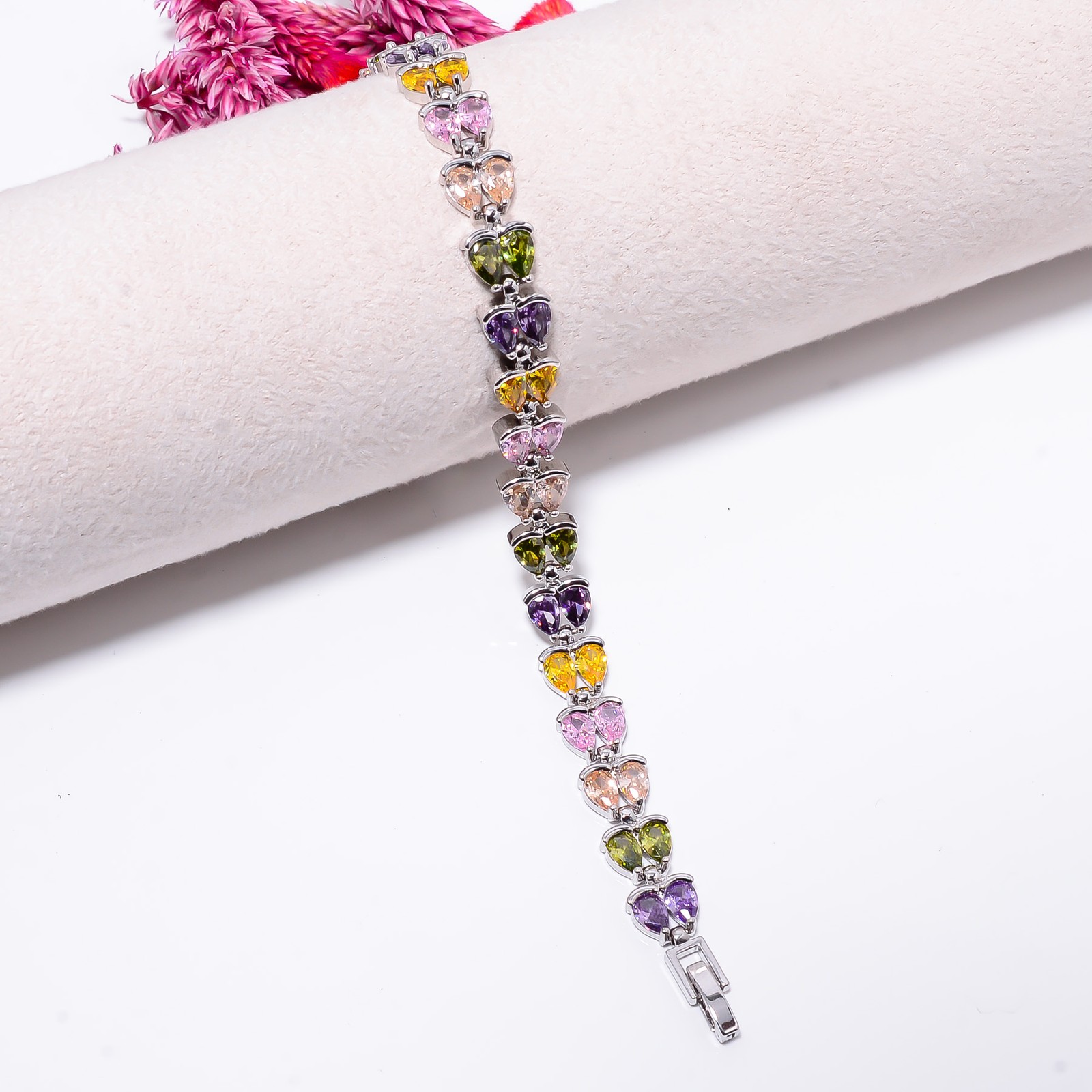Multi Sapphire – Simulated 925 Sterling Silver Adjustable Bracelet 7-8″ B131034