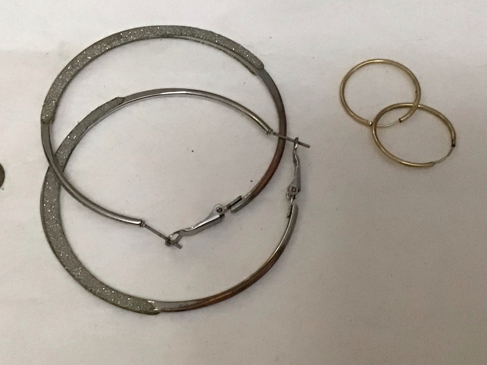 Lot 8 Pair Pierced Earrings Hoops Drop Dangle Shield Unknown Metal & Materials