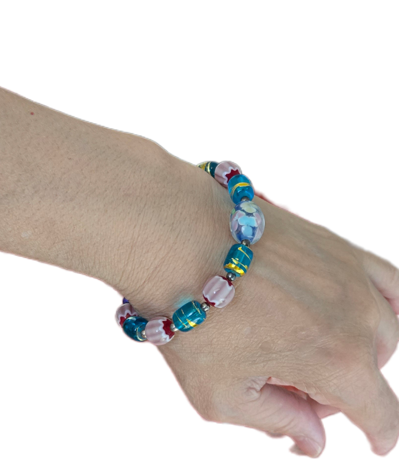 Wholesale Bracelets Lot of 12 Blue Silver tone Beaded Toggle Bracelet no stretch