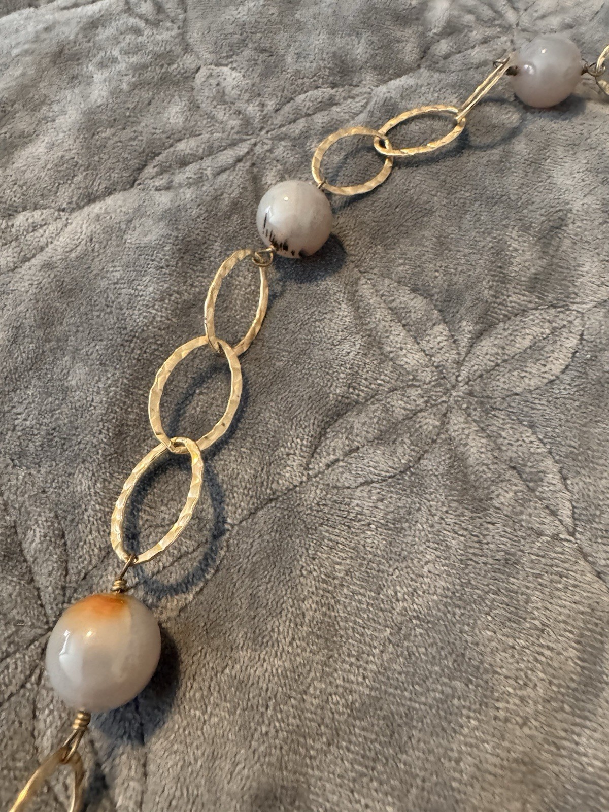 14K Gold Filed Hammered Link Dendritic Agate