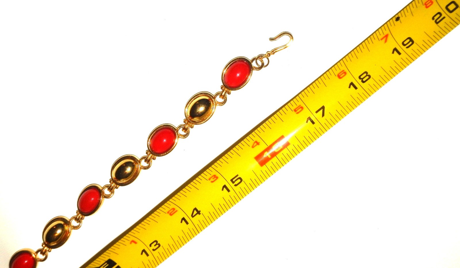 Vintage LC Crown Mark Red Cabochon Gold Tone Necklace Choker 17″ Lia Sophia